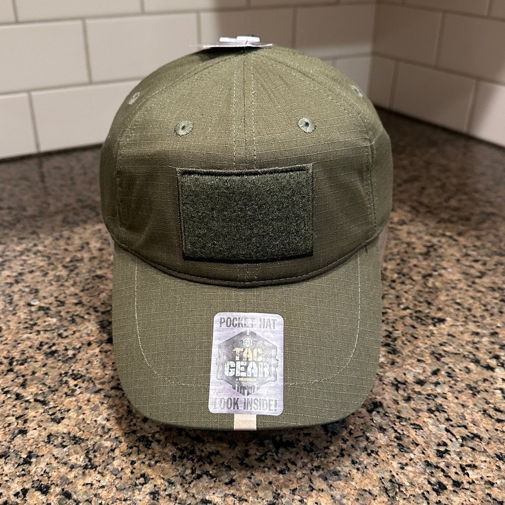 Tacgear Pocket Hat Strap Back Adjustable Olive Green Ripstop Baseball Cap New